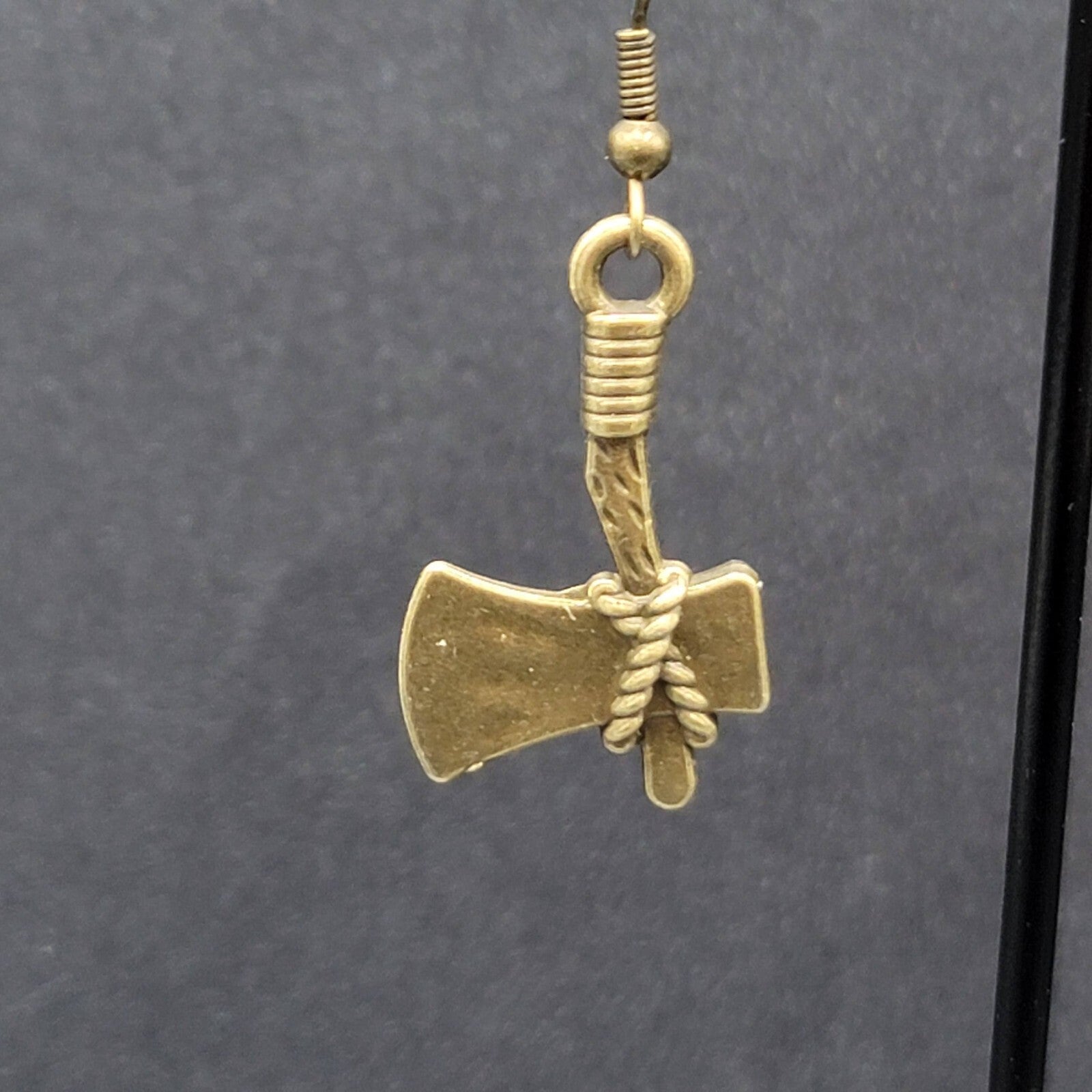 New Axe Hatchet Pierced Earrings Bronze tone Tool Dangle 1"