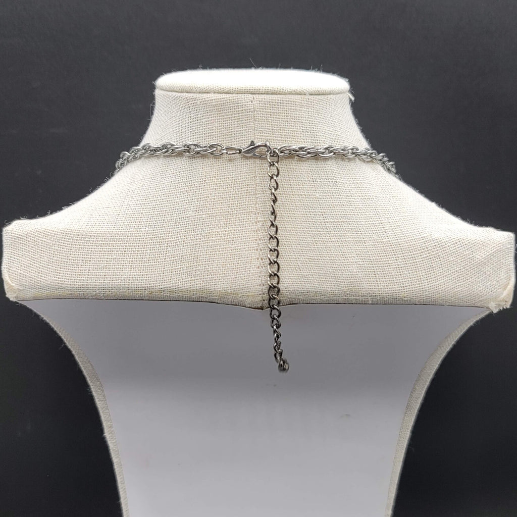 Silver tone Necklace Double Strand Circle Links 24" - 27" Adj