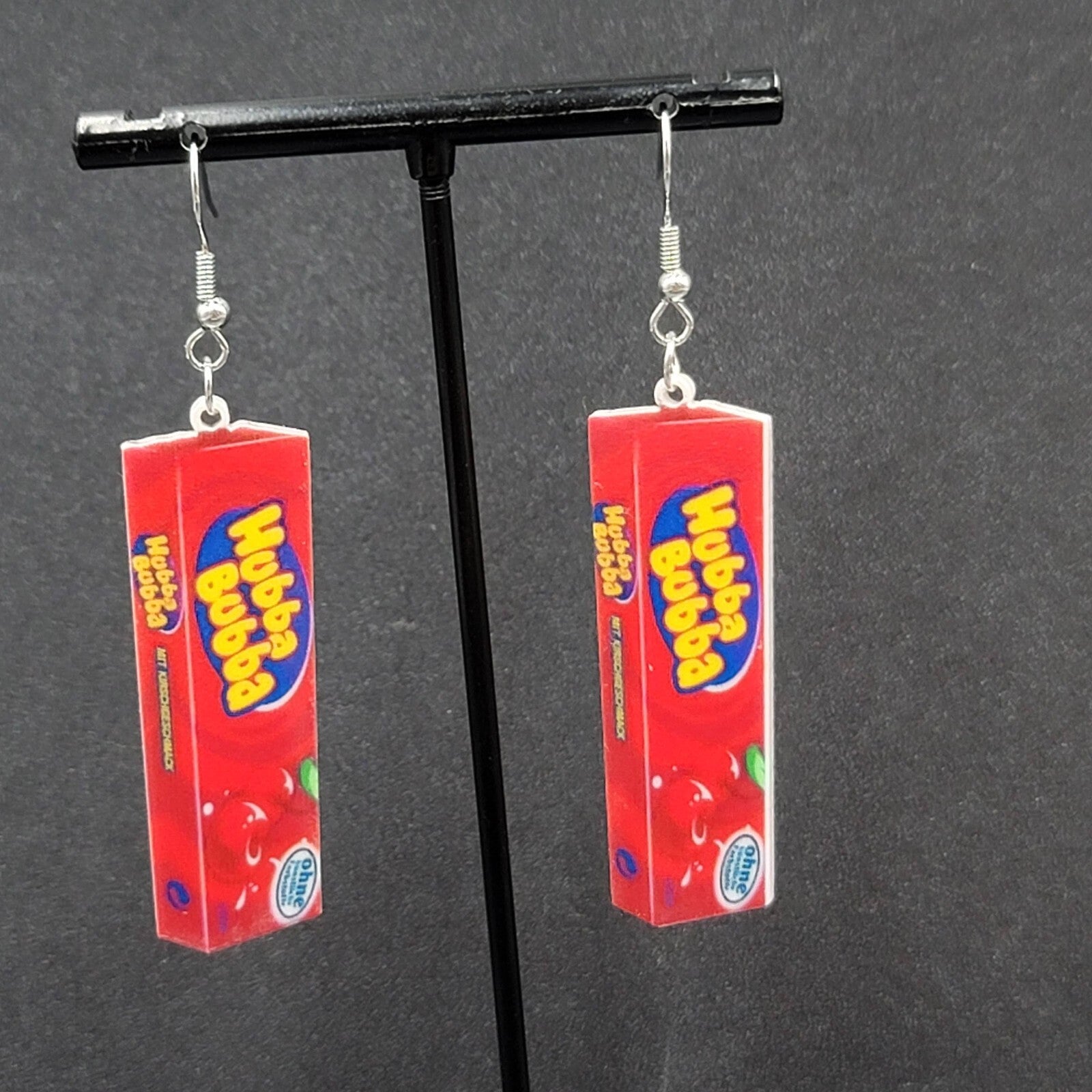Hubba Bubba Gum Pierced Earrings Fun Novelty Acrylic Dangle  2"