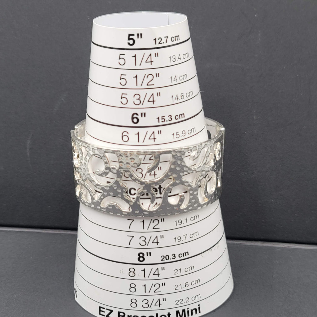 Open Work Hammered Hinged Bracelet Matte Silver Plated 6.75"