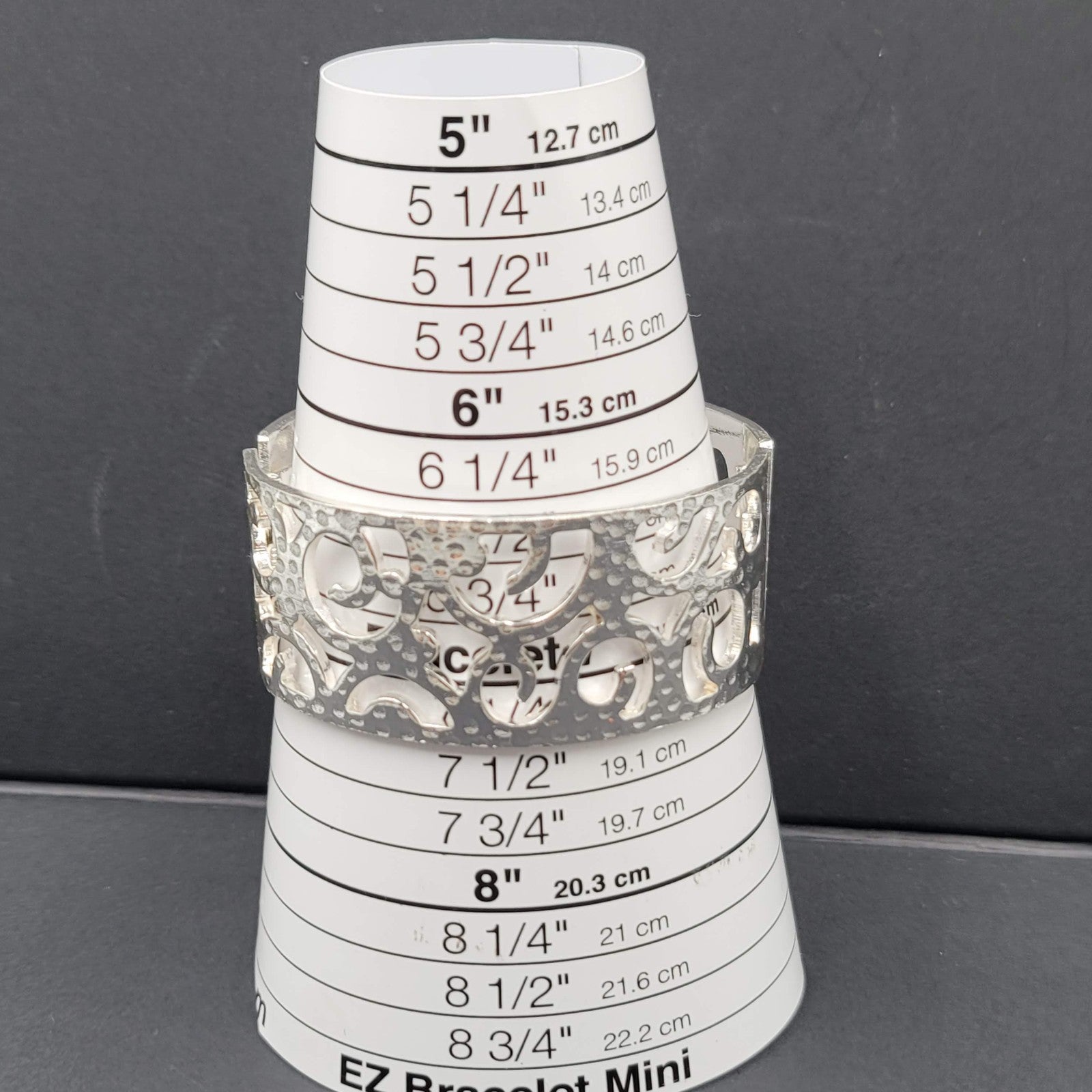 Open Work Hammered Hinged Bracelet Matte Silver Plated 6.75"