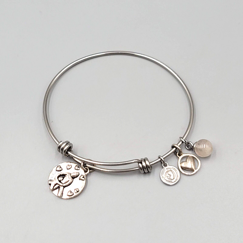 Love This Life Charm Bracelet Silver tone Compass Mother