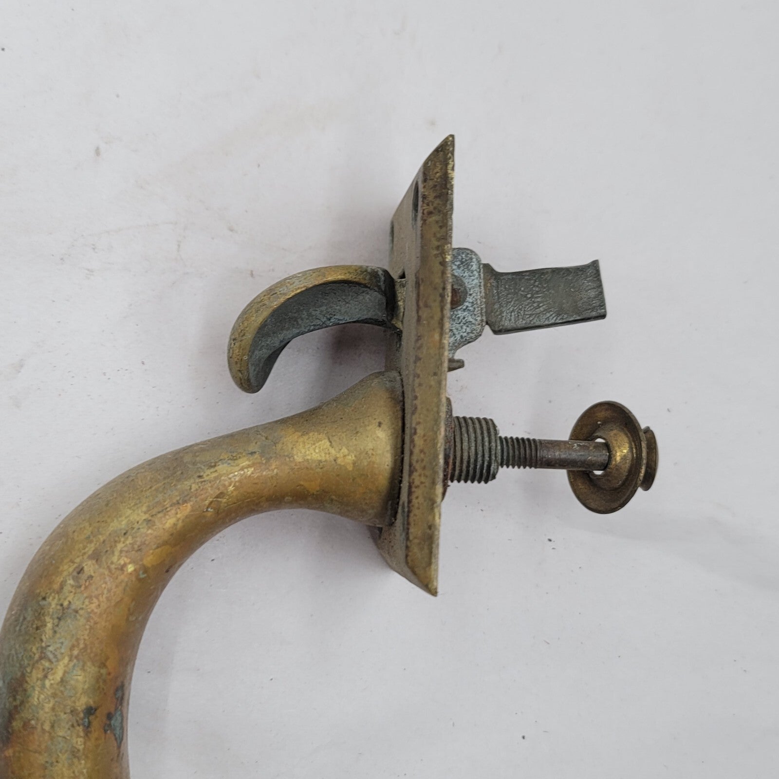 Vintage Brass Exterior Door Knob Pull Handle 10.5" holes 7.5"