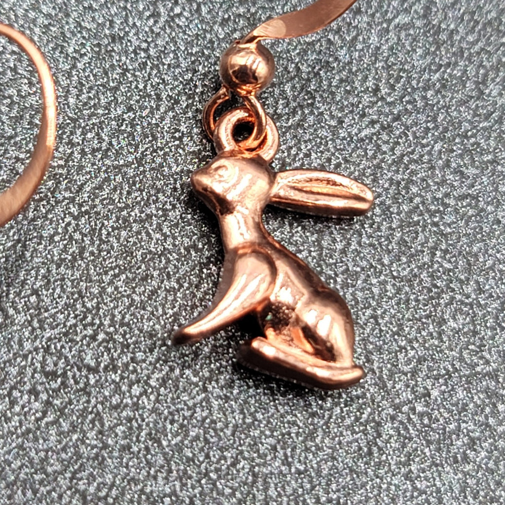 New Bunny Rabbit Pierced Earrings Rose Gold tone Dangle 5/8"