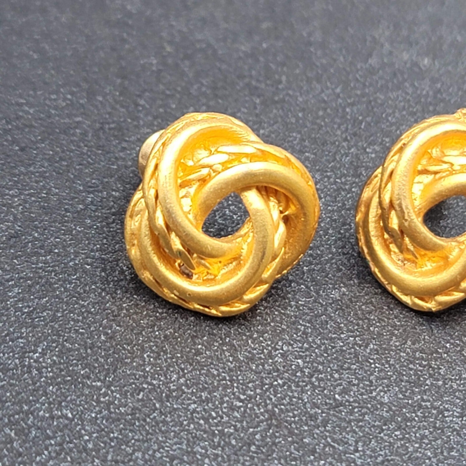 Pierced Earrings Gold Plated Knot Studs  1/2"