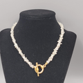 Quarts Bead Chips Necklace Gold tone Toggle Closure 16"
