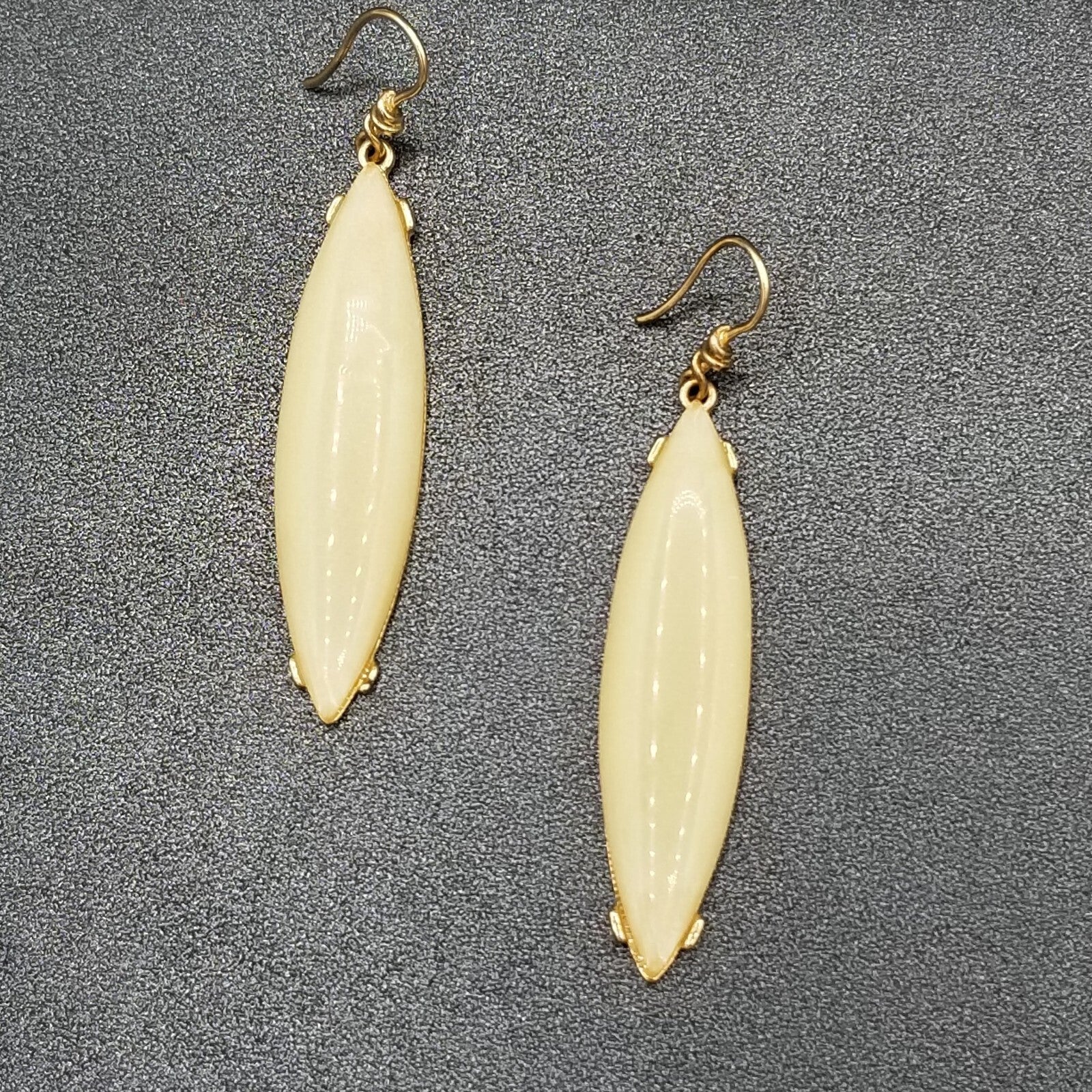 Pierced Earrings Gold tone Shimmer Acrylic Dangle 2.25"