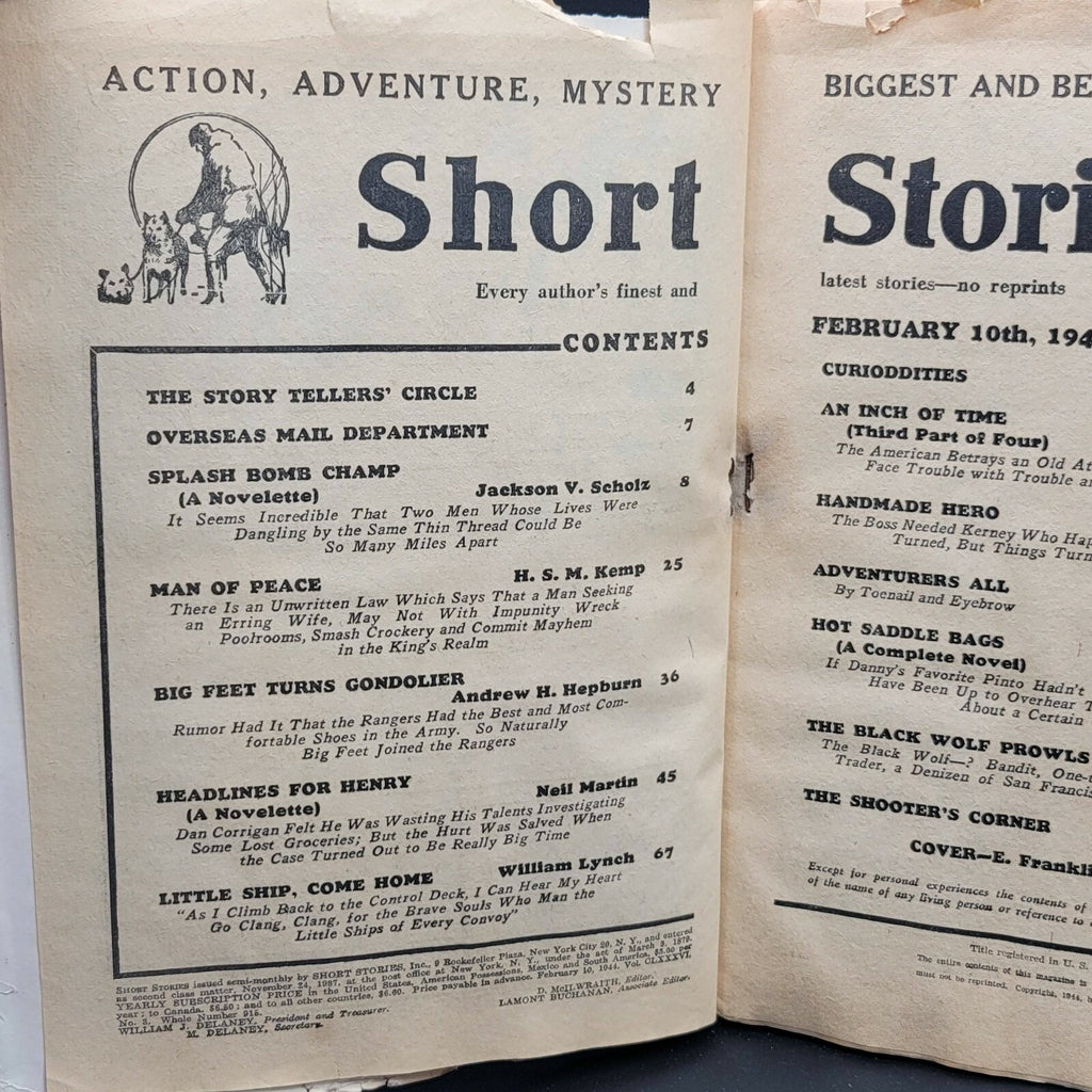 Vtg Short Stories Twice a Month 1944 Jackson Scholz Wittmack Hepburn Weill