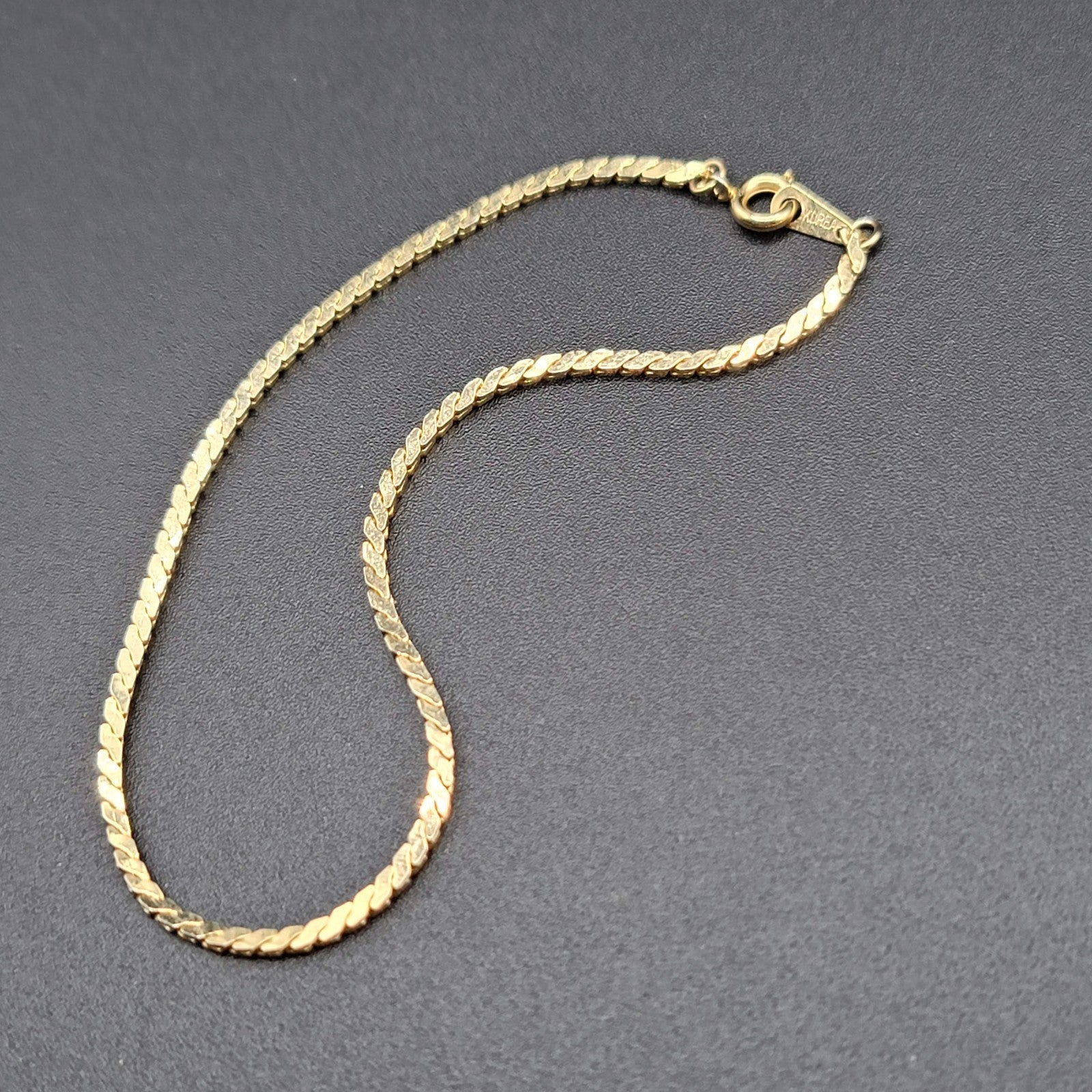 Vintage Anklet Serpentine Chain Ankle Bracelet Gold tone 9"