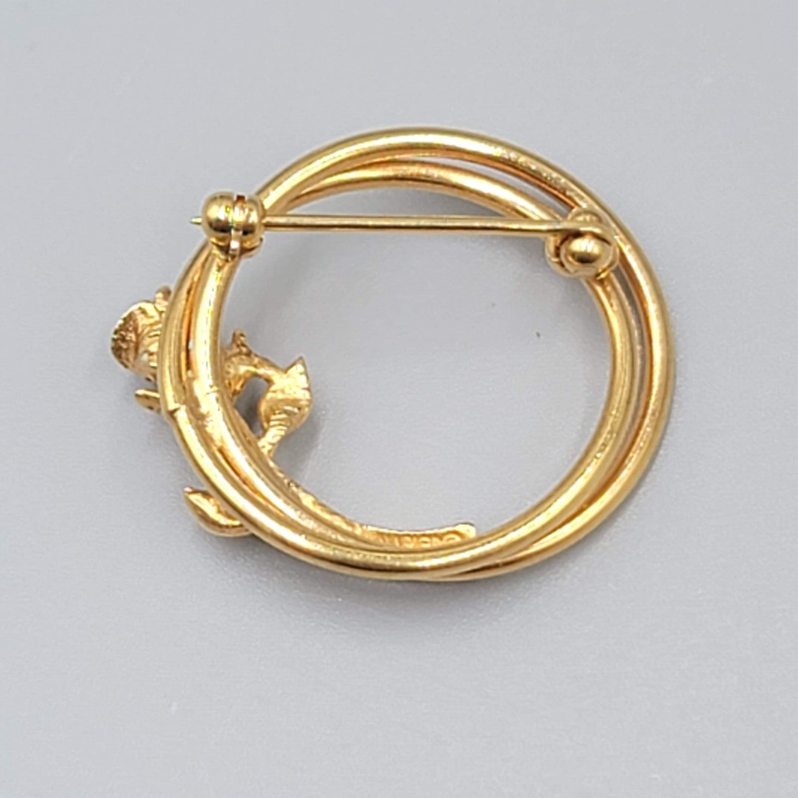 Vintage Napier Brooch Dainty Gold tone Rose Flower Circle 1"