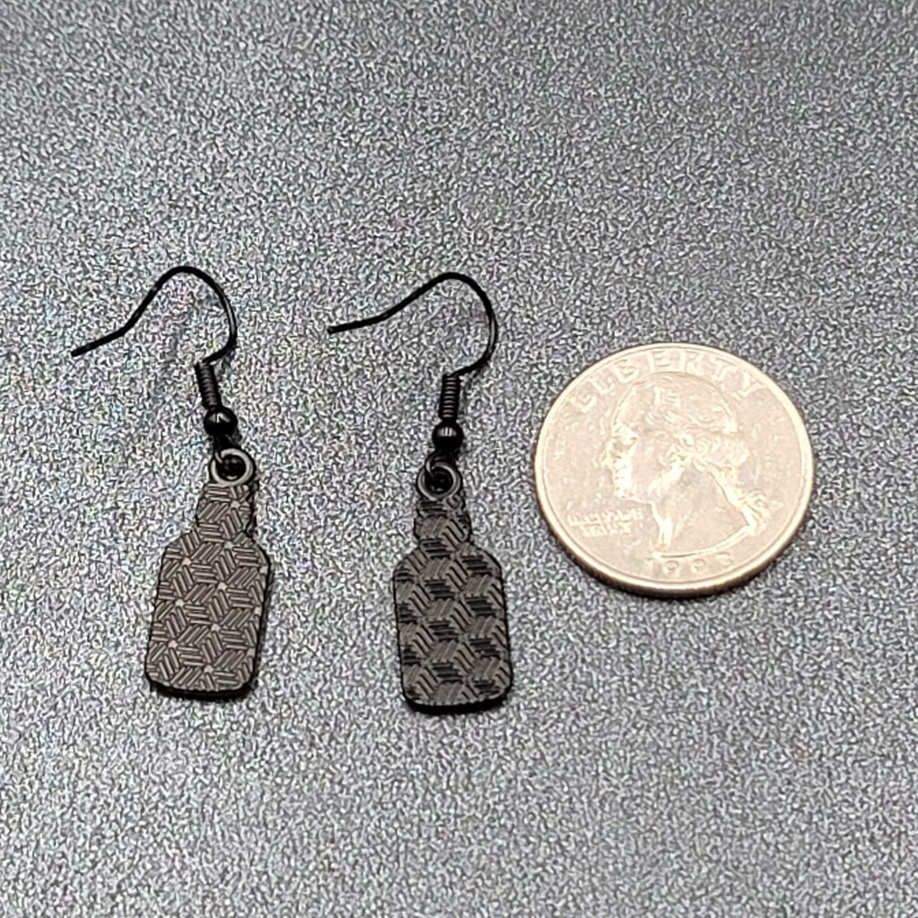 Poison Pierced Earrings Black White Enamel Dangle Here Today Gone Tomorrow 7/8"