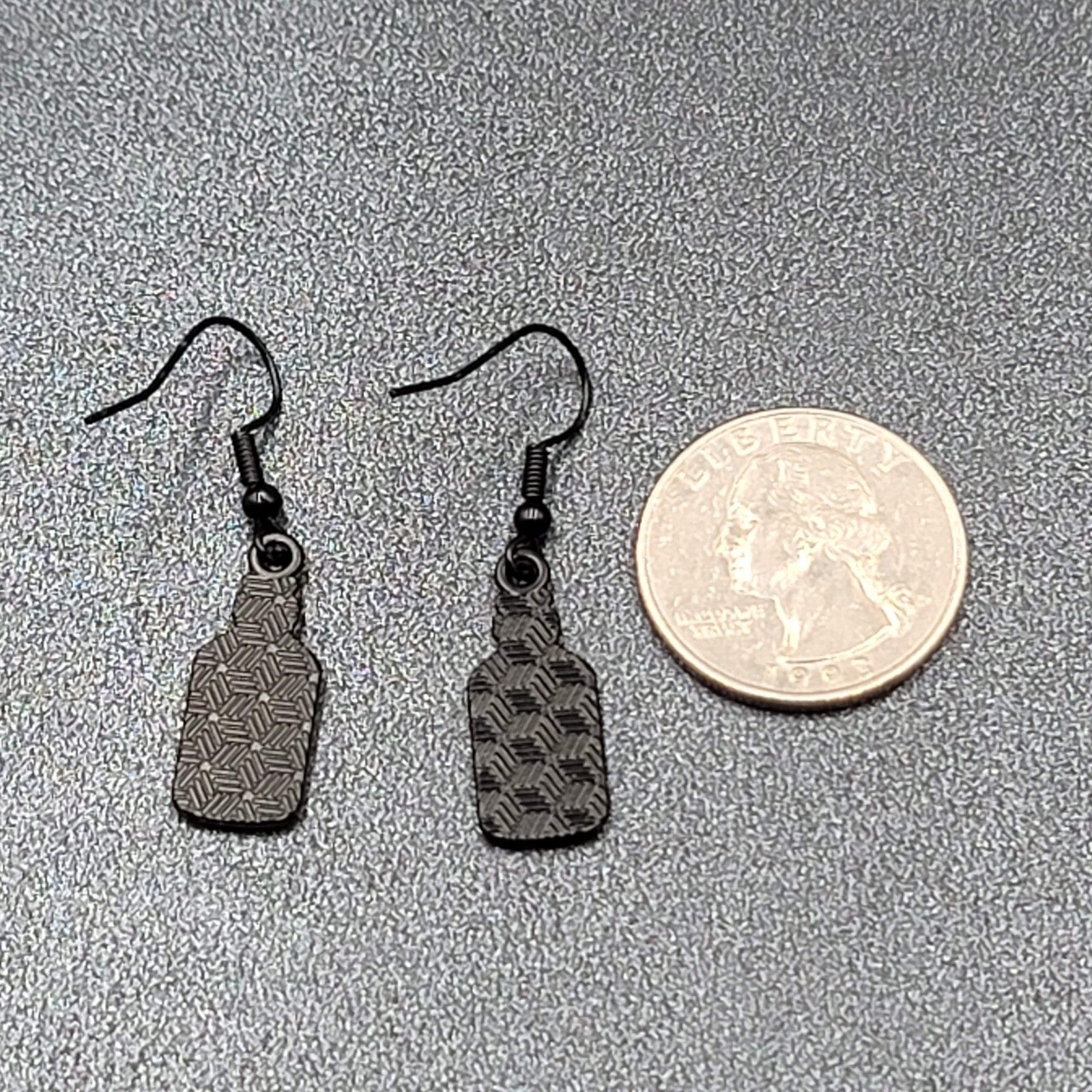 Poison Pierced Earrings Black White Enamel Dangle Here Today Gone Tomorrow 7/8"
