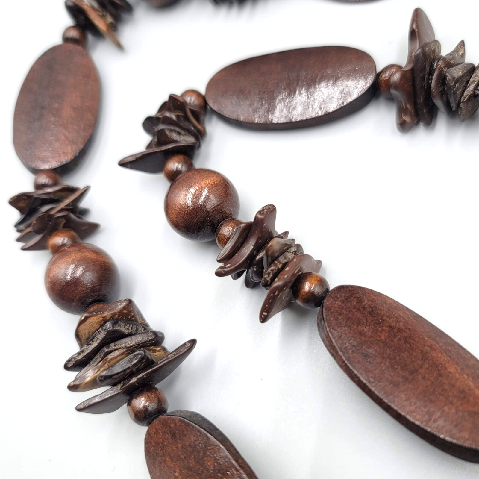 Wood Bead Necklace Possible Belt Adjustable Cord 36"- 40"
