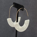 Pierced Earrings Gold tone Hook White Pearloid Resin Statement Dangle 2.75"