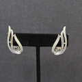Vintage Sarah Cov Clip on Earrings Open Work Silver tone Climber 1.25"