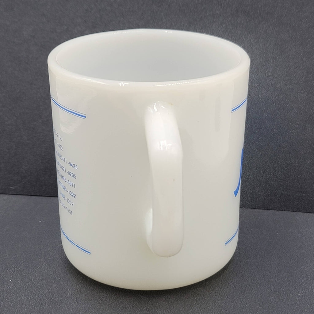 Vintage Galaxy Milk Glass advertising Coffee Mug Ray Jones Appliance Parts Colo