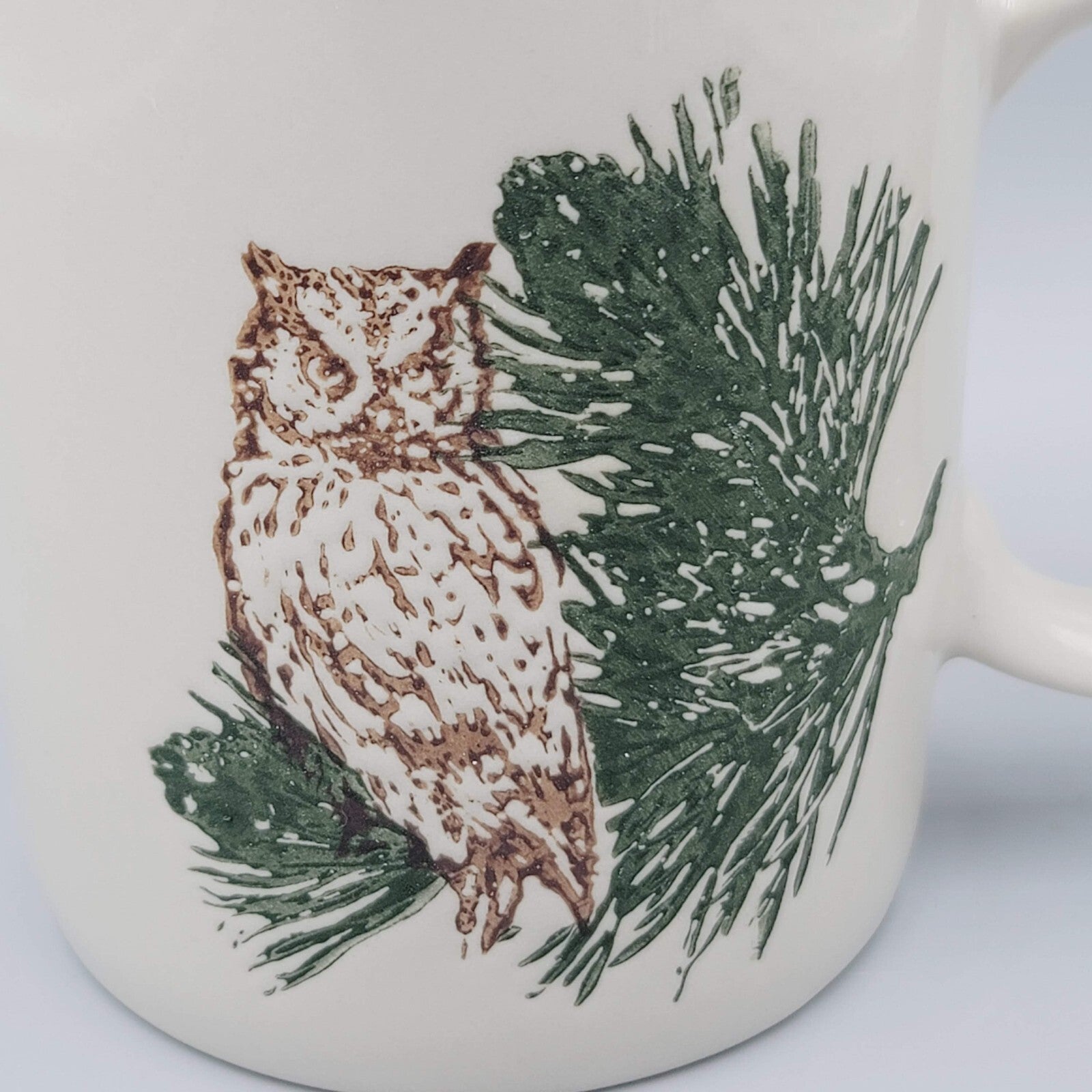 Owl Coffee Mug Embossed Bird White Ceramic  Cup Tag Brand