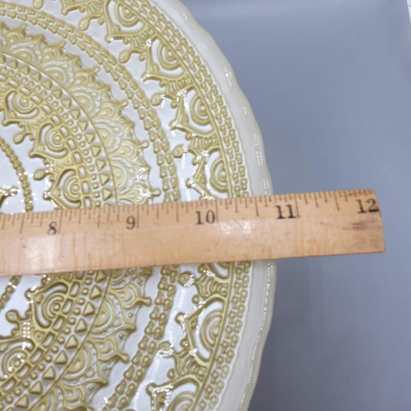 Vintage Painted Turkish Glass Cake Stand with Gold Detailing 10.5 in LOVELY!