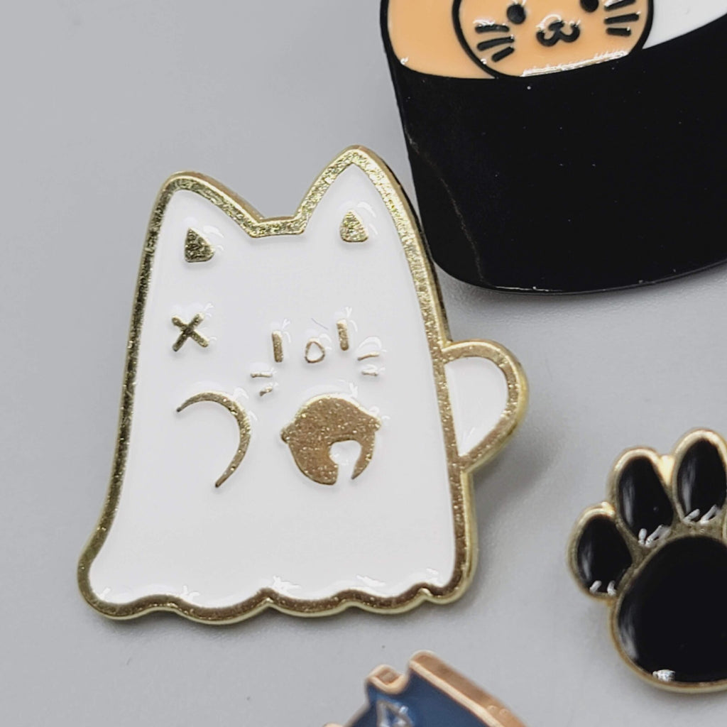 Lot of 7 Cat Theme Enamel Lapel Hat Pin Kitty Cats