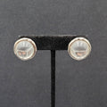 C Stein Pierced Earrings Silver tone Acrylic Frosted Dome 7/8"