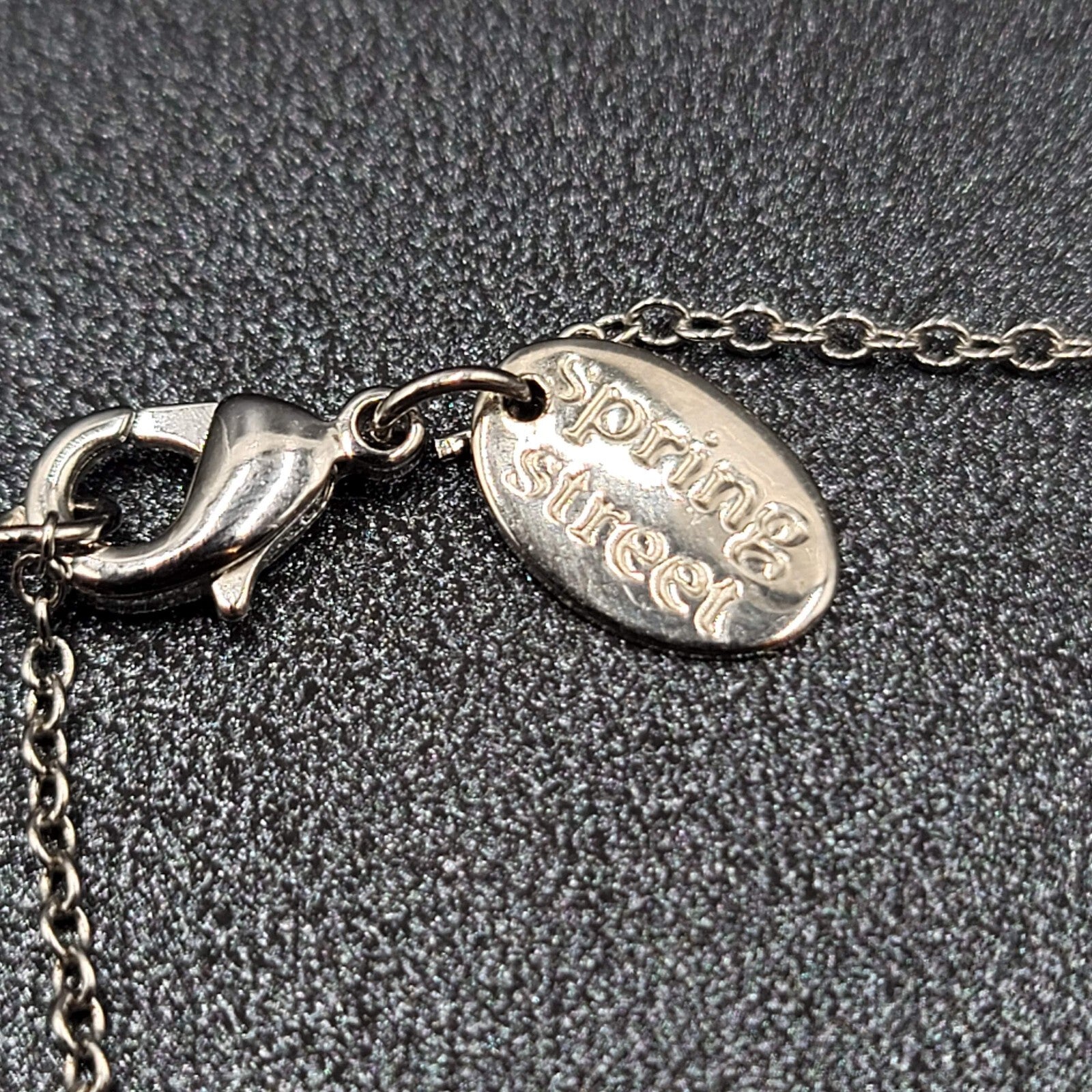 Spring Street Necklace Silver tone Rhinestone Tassel Pendant 16"-18"