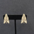 Vintage BSK Clip on Earrings Light Gold tone Climber Textured Leaves 1"