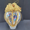 Hand Blown Iridescent Glass Heart Christmas Ornament Sun Catcher 7.5"