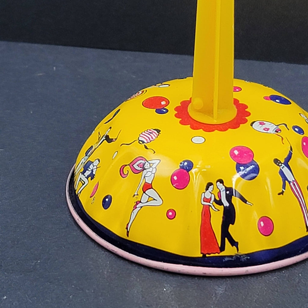 Vintage Litho US Metal Toys Noisemakers Lot of 2 New Years Dancers Made in USA