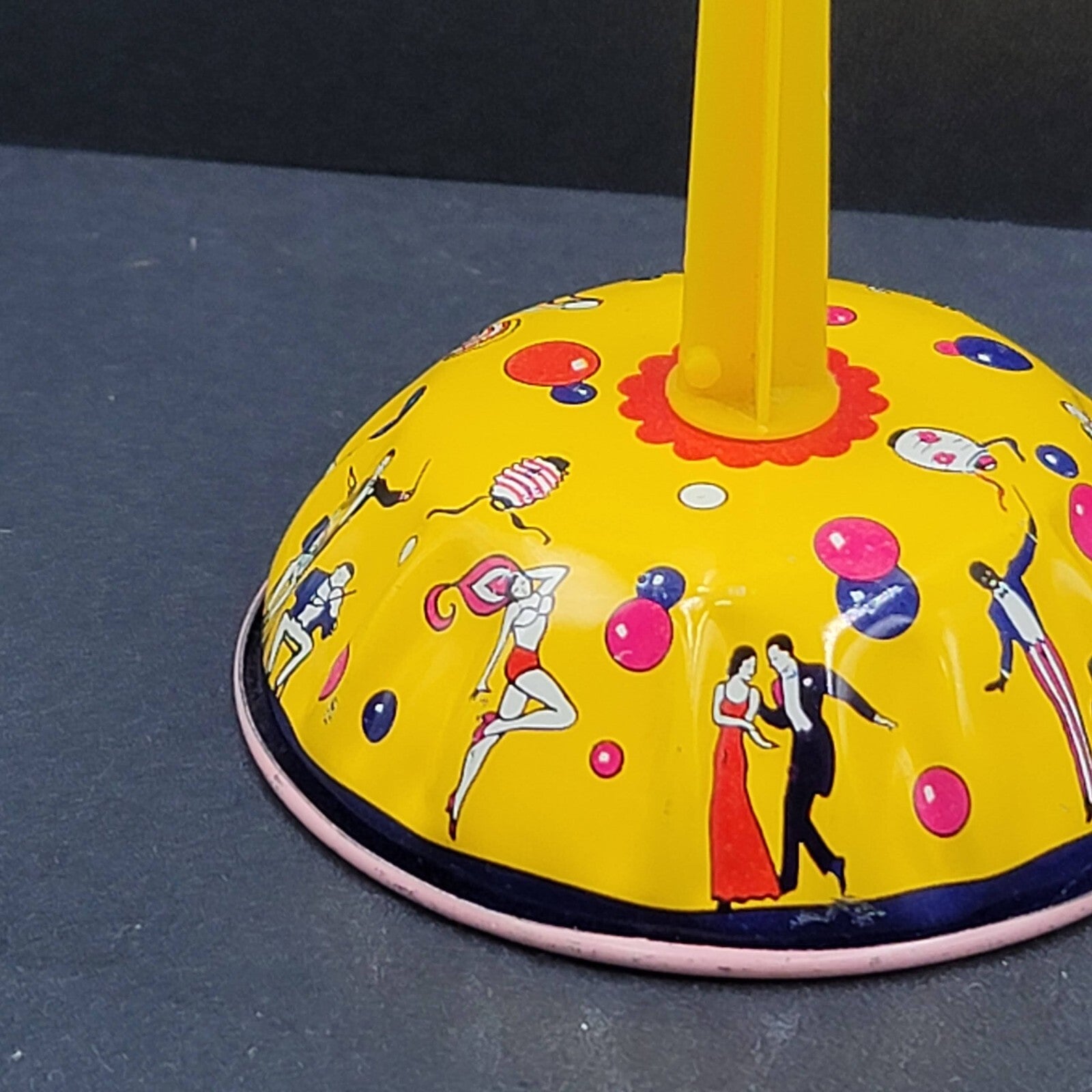 Vintage Litho US Metal Toys Noisemakers Lot of 2 New Years Dancers Made in USA