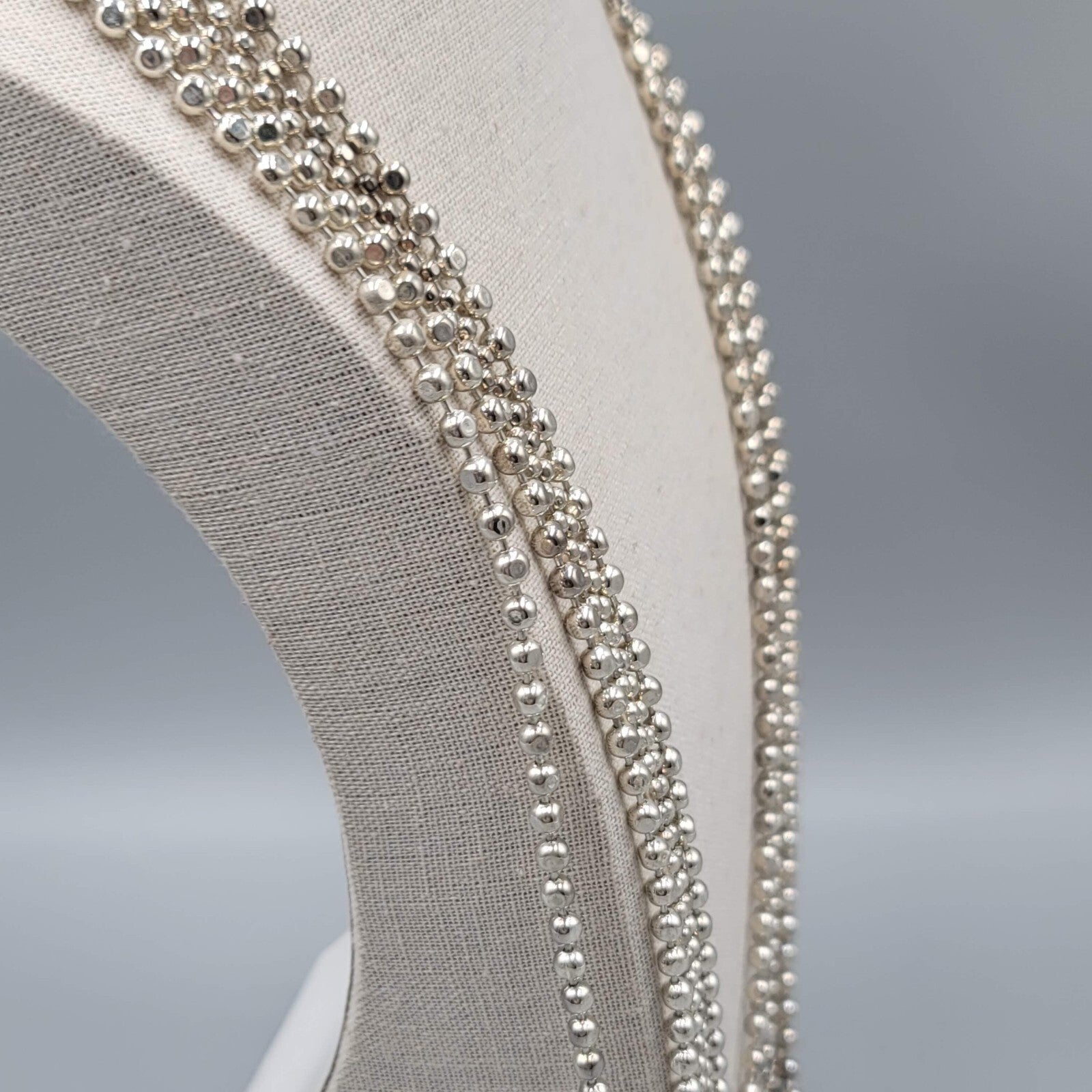 Multistrand Ball Chain Necklace Silver tone 26" - 30"