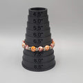 Glass Bead Stretch Bracelet Red White Orange White Silver tone 7"