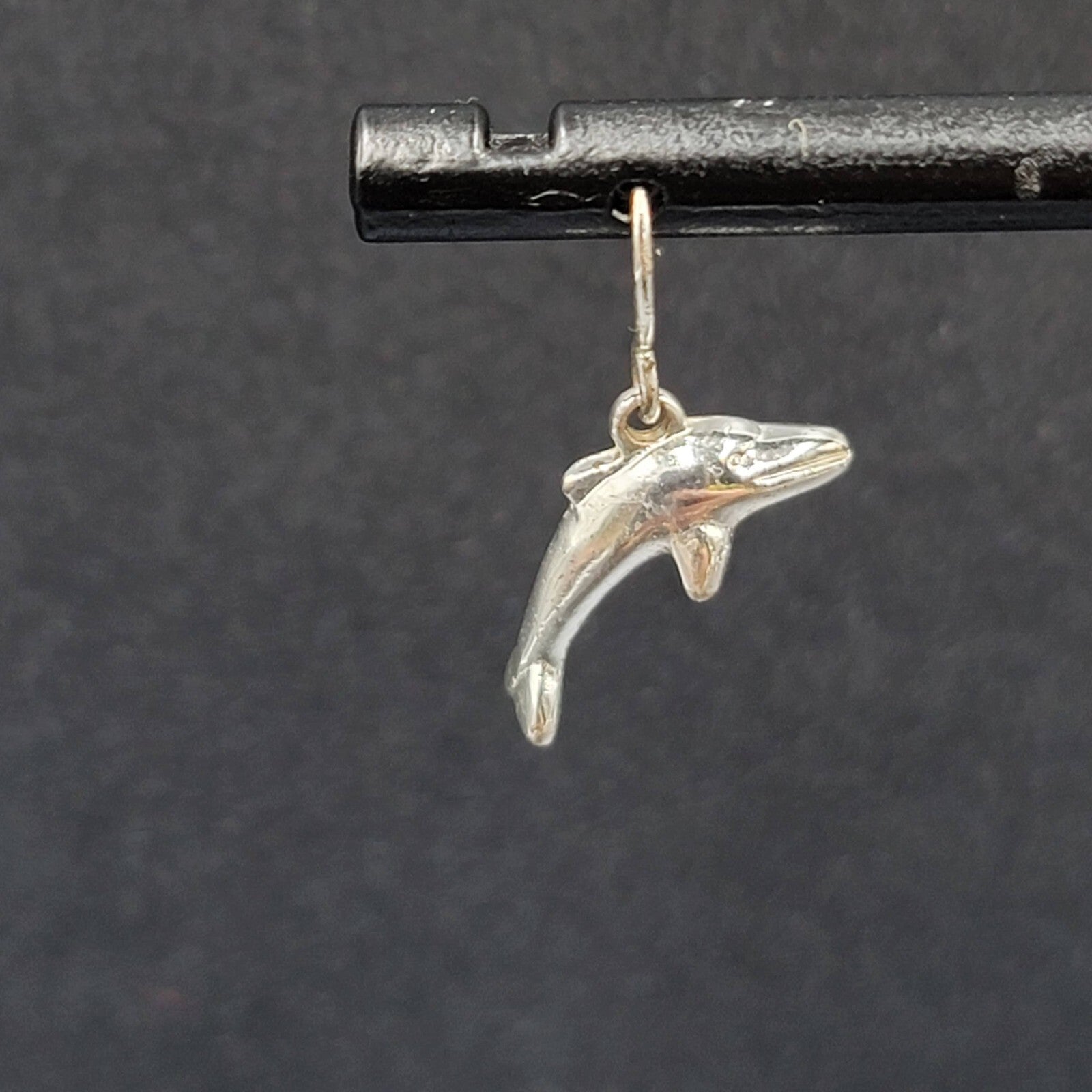 Pierced Earrings Dainty Silver tone Dolphin Dangle 3/4"