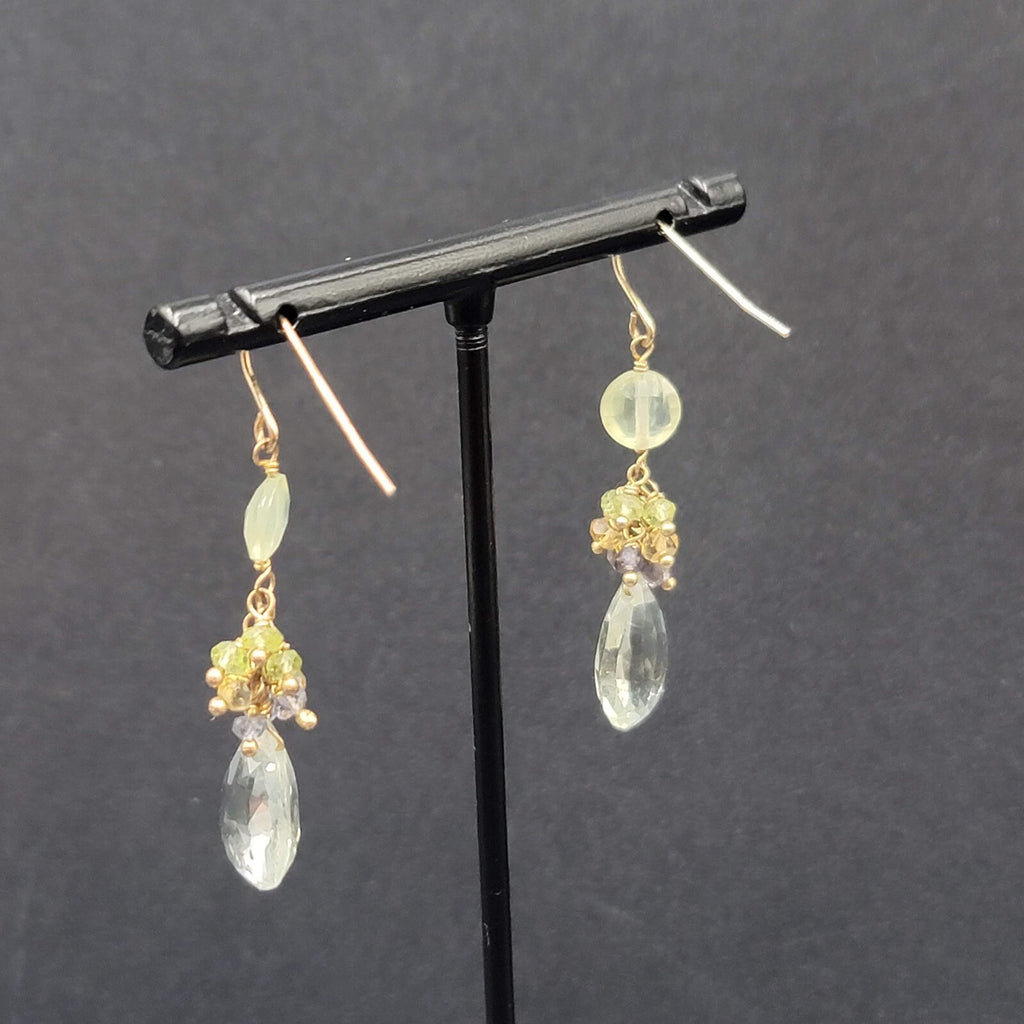 Pierced Earrings Multicolor Crystal Bead Dangle 1.5"