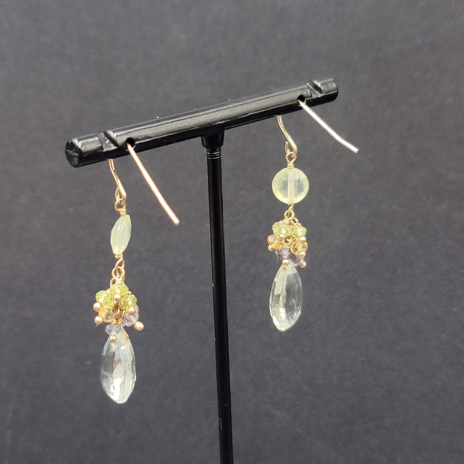 Pierced Earrings Multicolor Crystal Bead Dangle 1.5"