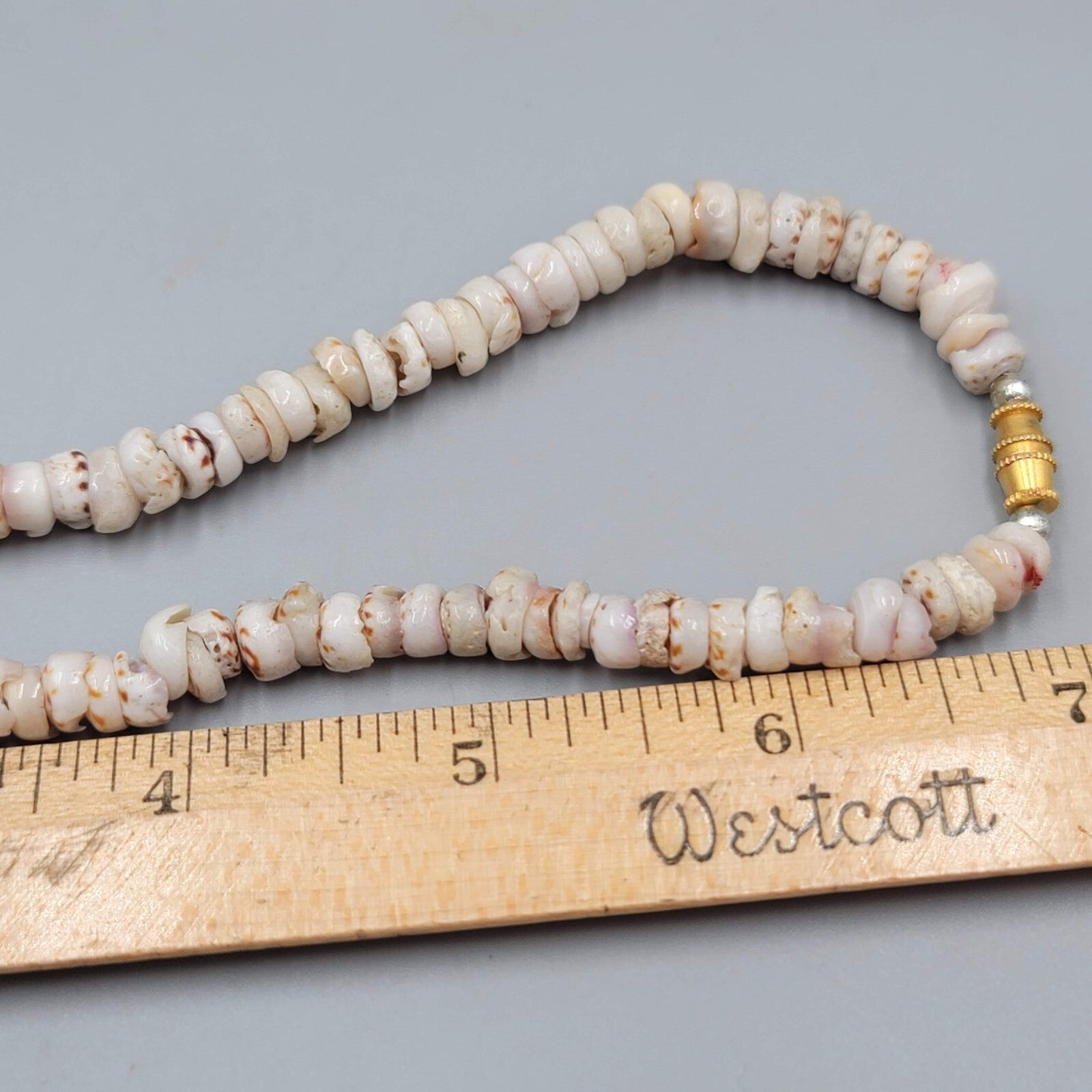 White Puka Shell Hawaiian Surfer Beach Bead Beaded Necklace 16"