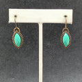 Pierced Earrings Antiqued Gold tone Faceted Faux Turquoise Acrylic Dangle 3/4"