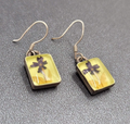 Pierced Earrings Sterling Silver Real Flower in Resin Dangle 5/8"