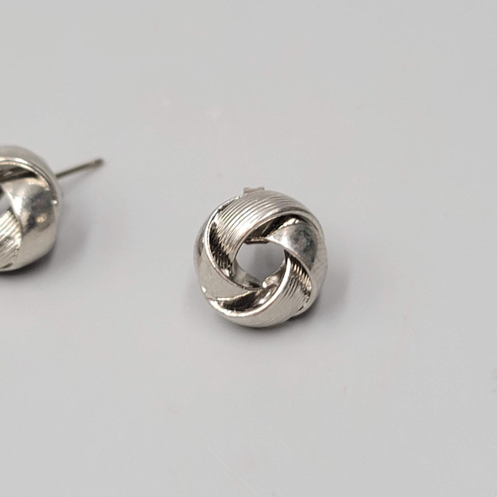 Vintage Silver tone Knot Studs Pierced Earrings 1/2"