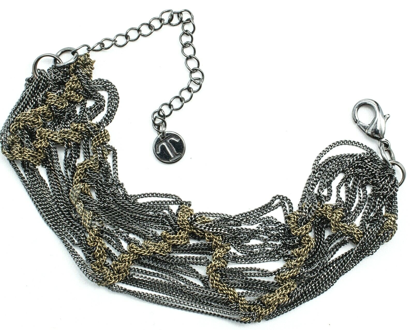 Signed Talbots Gunmetal Multi Chain Bracelet Estate Costume Jewelry 7" - 10"