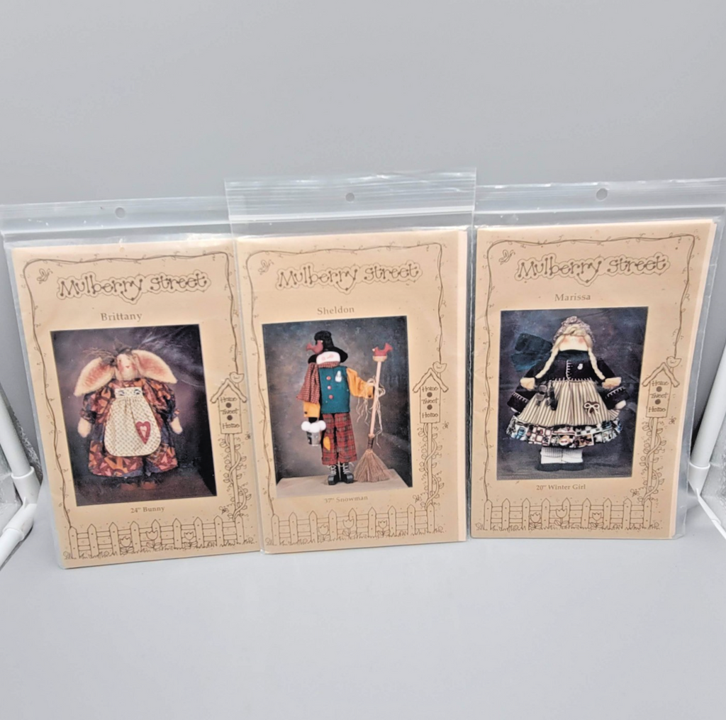 Mulberry Street Stitchery Embroidery 3 Patterns Bunny Snowman Winter Girl