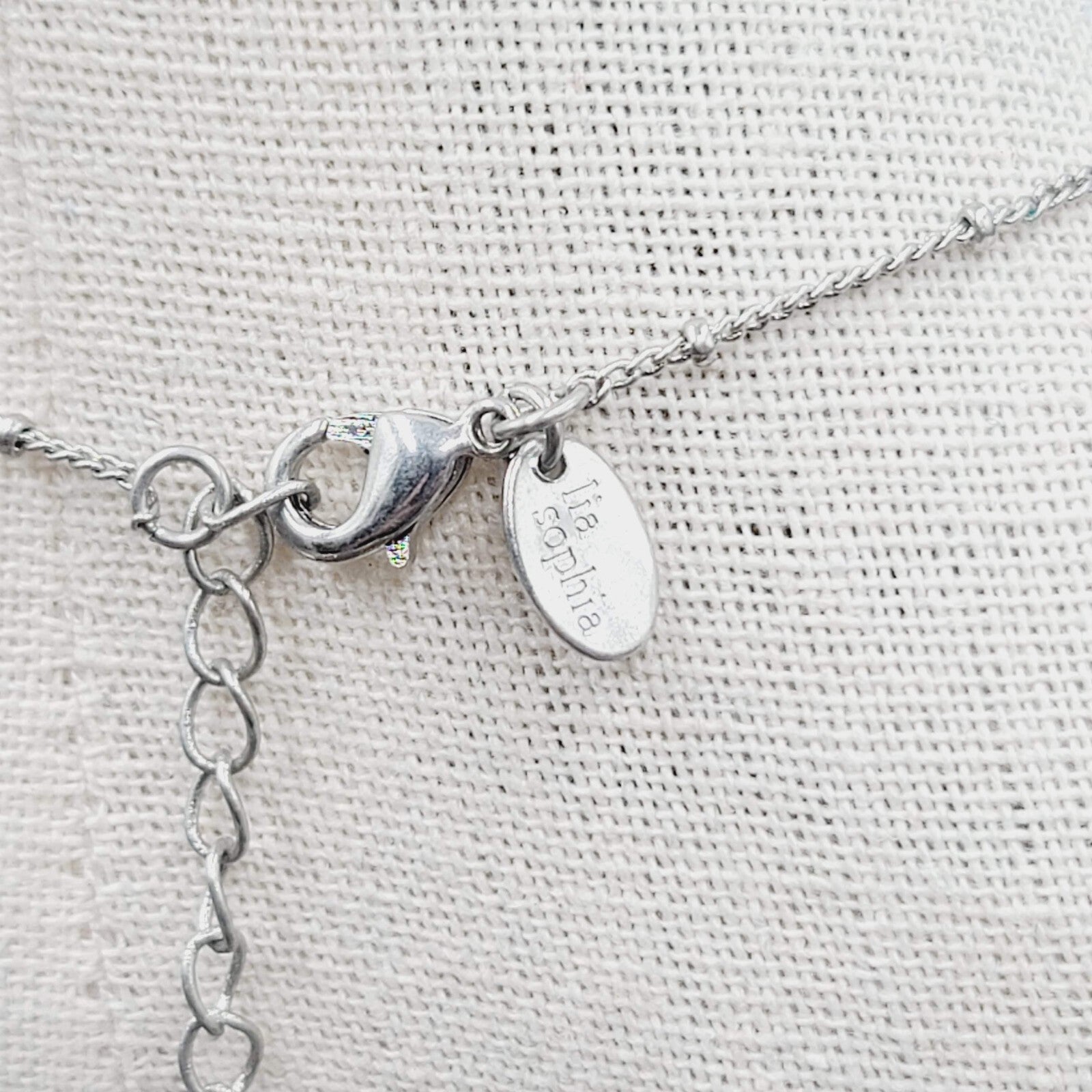 Lia Sophia Necklace Silver tone Leaf Pendant Dyed Blue Howlite Stone 16"-18"