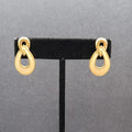 Vintage Pierced Earrings Gold Plated Cream Enamel Drop 1"