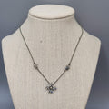 Crystal Flower Snowflake Necklace Silver tone Dainty 16"+