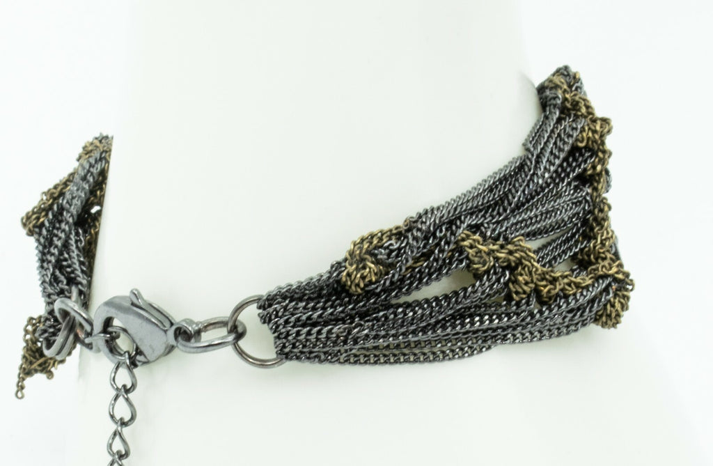 Signed Talbots Gunmetal Multi Chain Bracelet Estate Costume Jewelry 7" - 10"