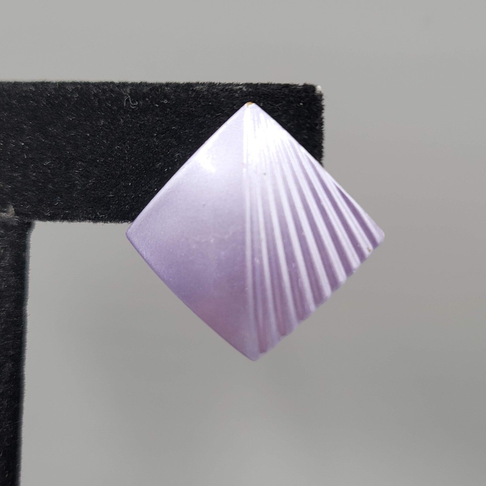 Vintage Pierced Earrings Satin Enamel Lavender Purple Square Drop 1"