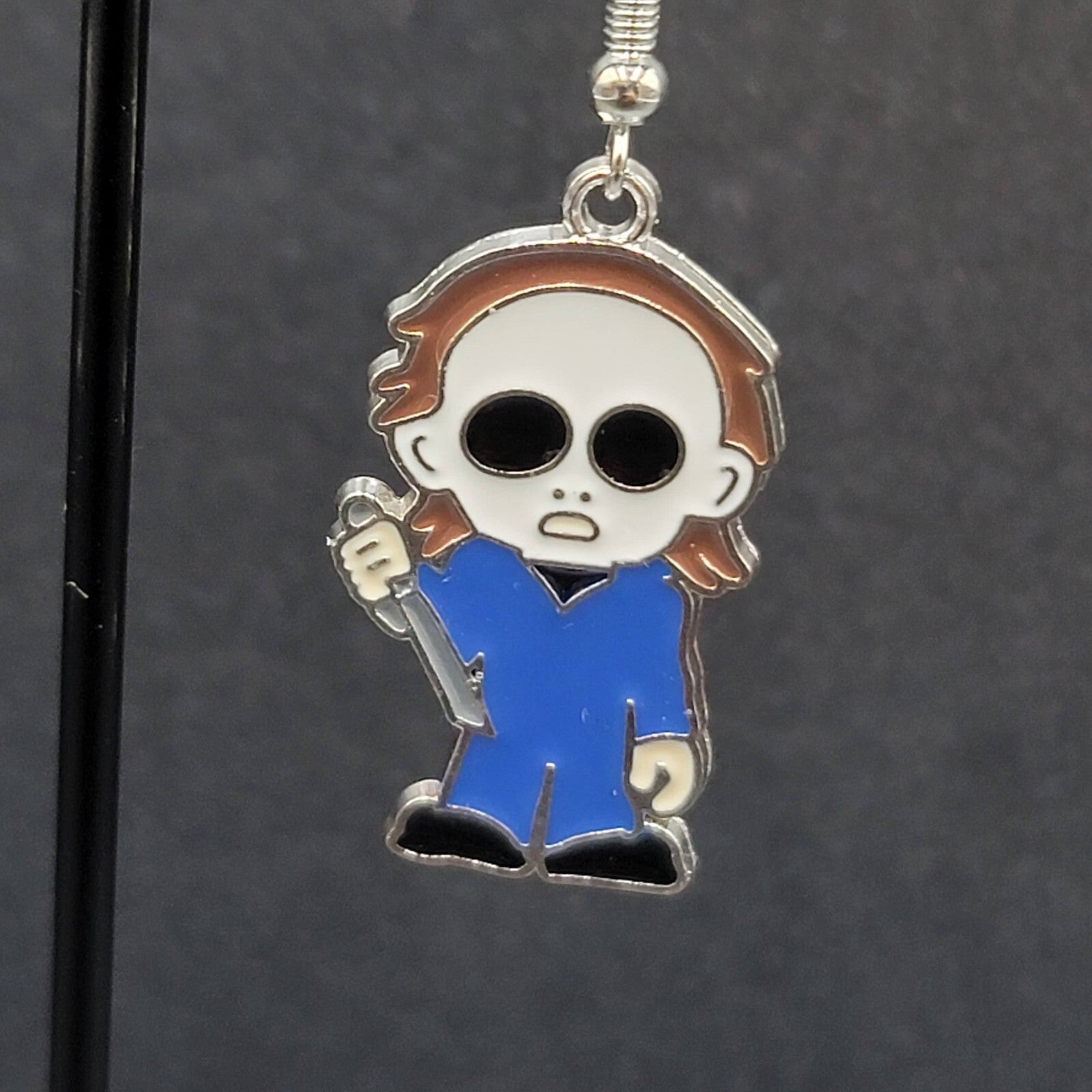 Michael Myers Pierced Earrings Enamel Halloween Horror Movie Dangle 1.25" FS
