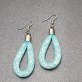 Pierced Earrings Silver tone Blue Knit Acrylic Crystals Dangle 2.25"