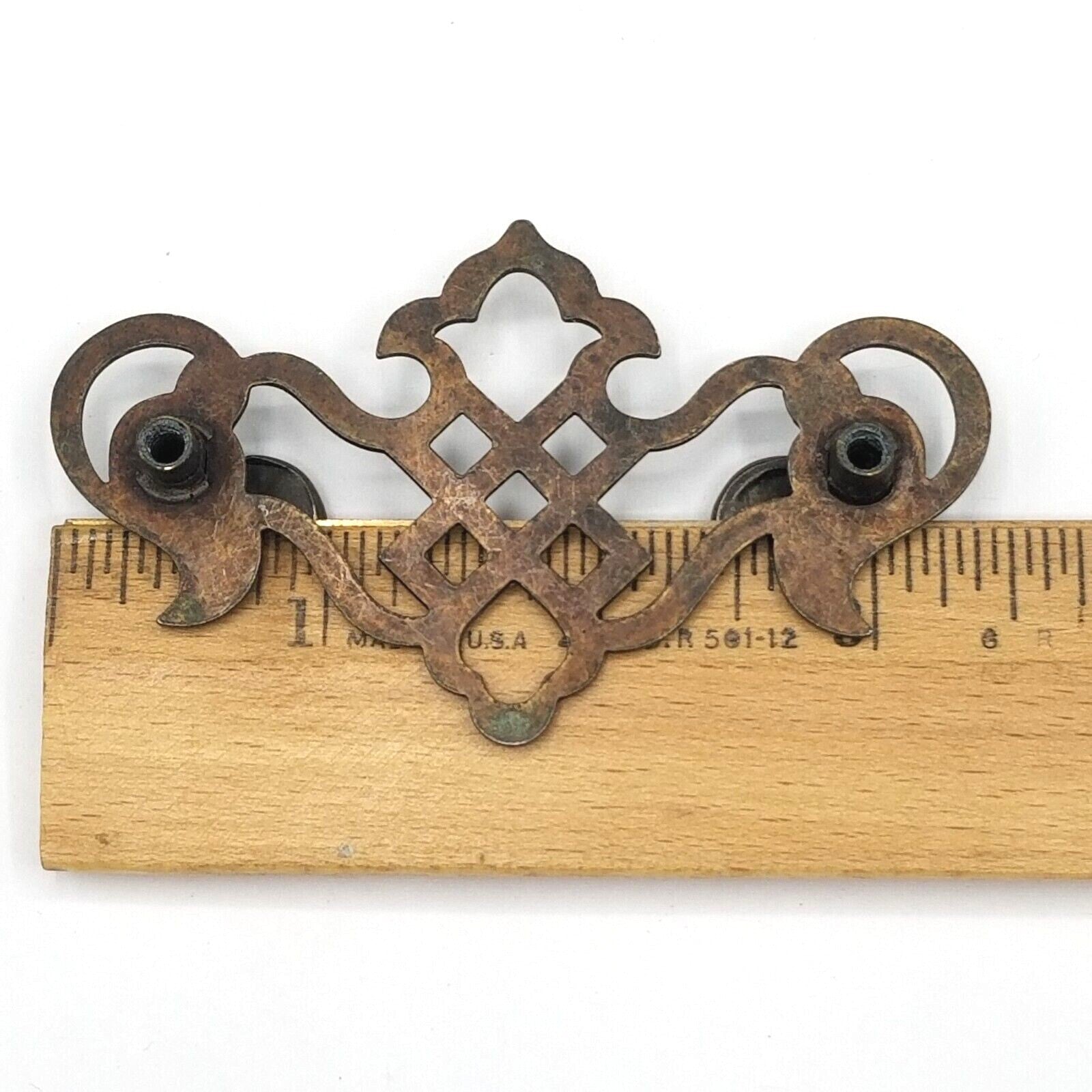 Vintage Steel Chippendale Drawer Pull Hardware Ornate Lot of 3 