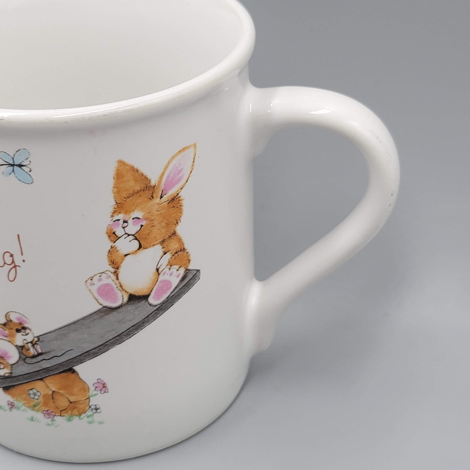 Good Friends are Uplifting COFFEE MUG bunny rabbit mice Hallmark VTG