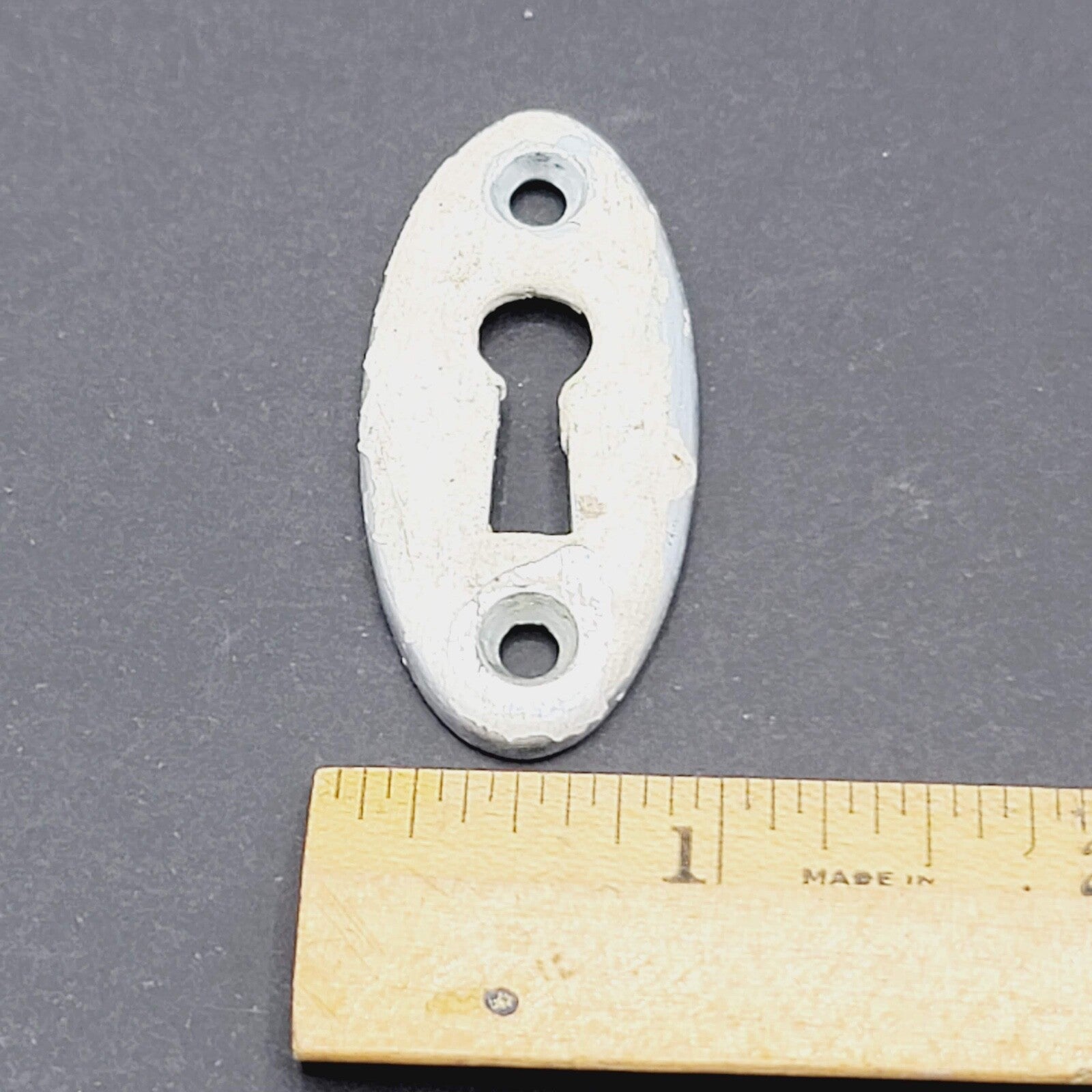 SINGLE Vintage Painted Skeleton Key hole Escutcheon  Salvage 1 7/8" x 7/8"